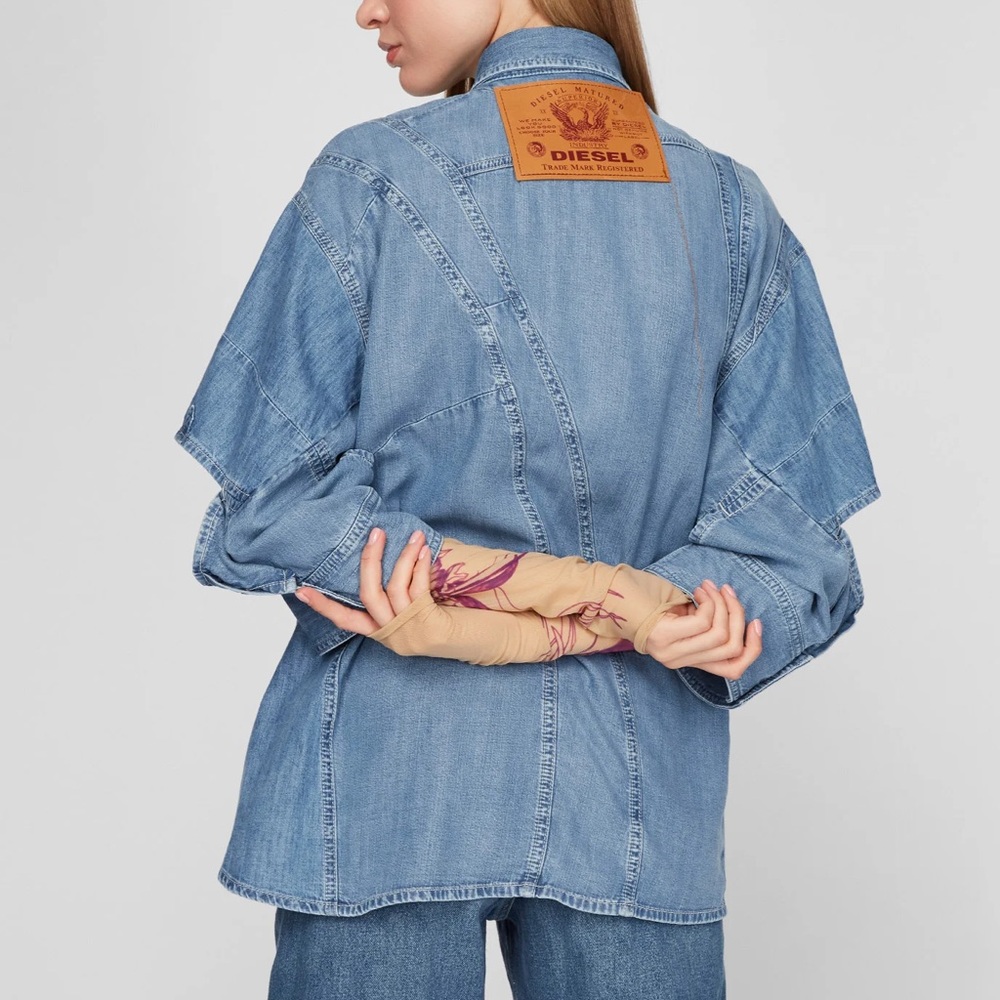 Diesel DE-RINGLE-MM-SP Oversized Denim Shirt Jacket Logo Patch S